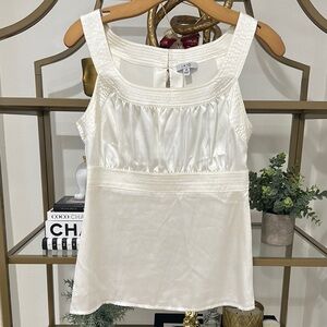 Cache Ivory Satin Sleeveless Blouse